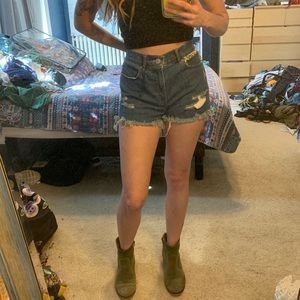 Express cheetah print jean shorts